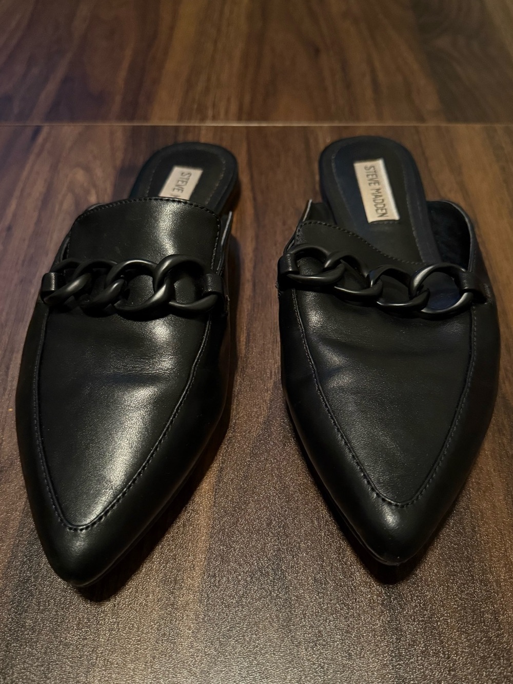 Steve Madden Black Chain-Link Slide Mules